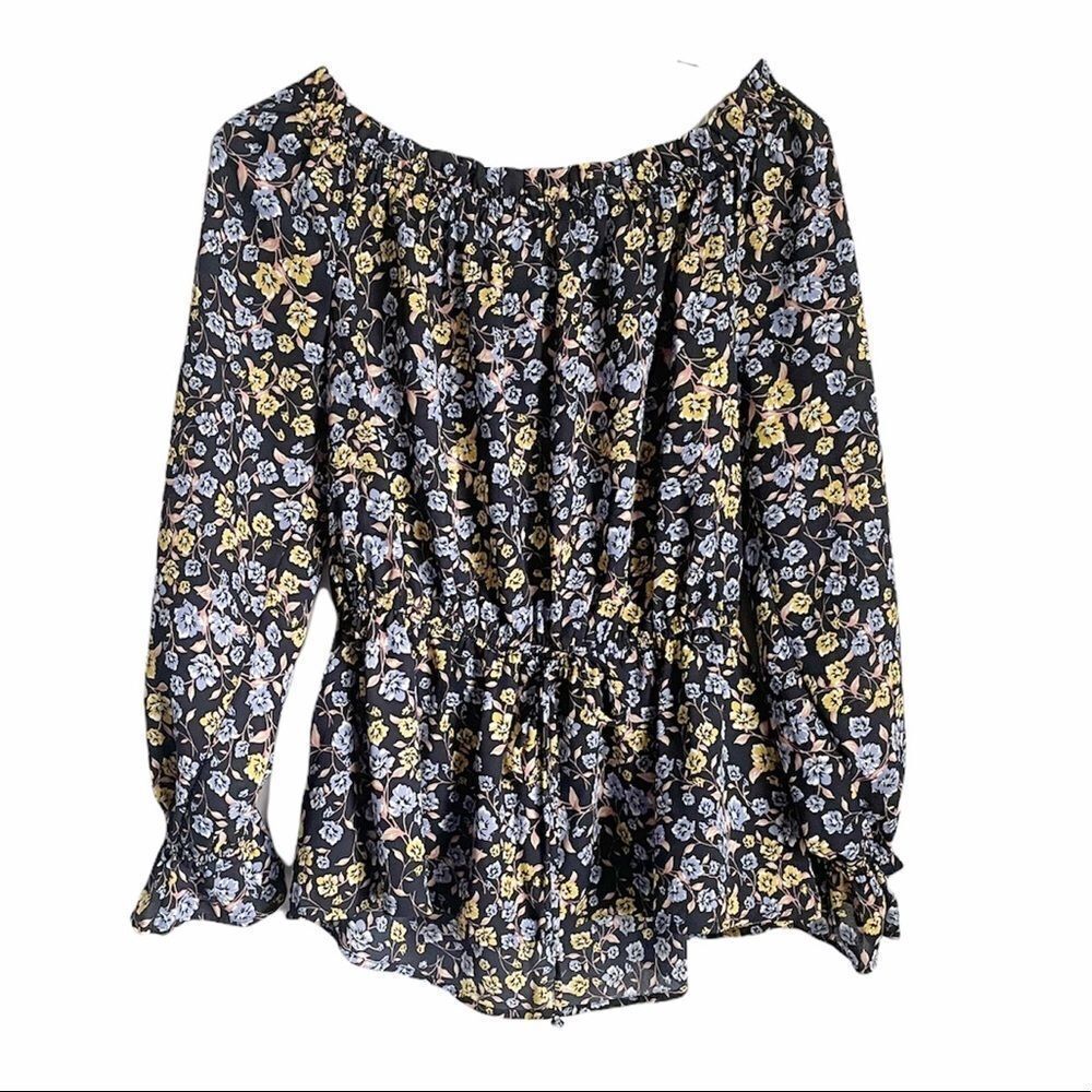 Andree Blue Floral Of The Shoulder Blouse L
